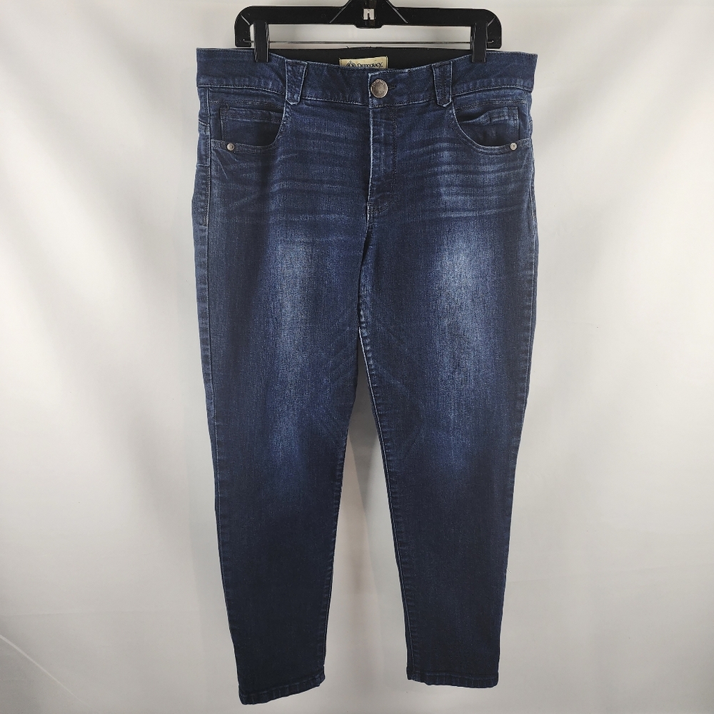 Democracy Womens Ab Solution Elastic Waist Blue Ankle Jeans Plus Size 16 (36X26)